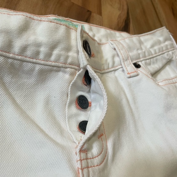 Vintage Hollister Y2K White Capri Jeans Orange Stitching Low Rise Size 5 - Picture 5 of 8